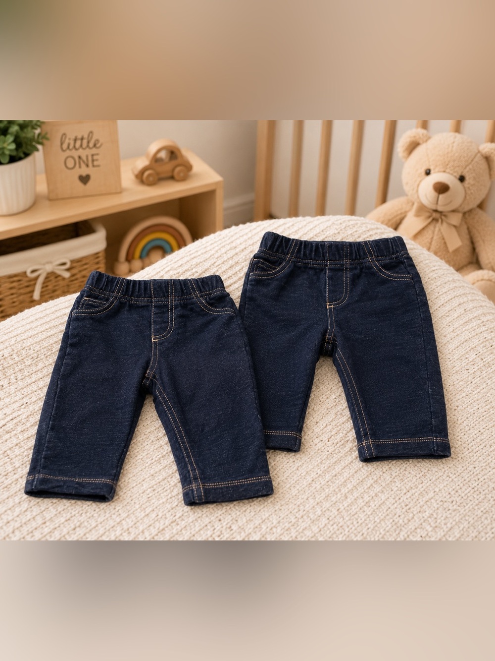 Carter's Baby Jeggings Lot of 2 Dark Wash Pull-On Knit Pants 6 Months EUC